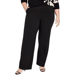 Nic+Zoe Womens Plus Stretch Suiting Lenox Wide Leg Jean, Black